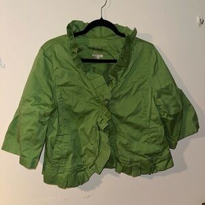LAL Light Green Ruffled 3/4 Sleeve Jacket – Women’s L